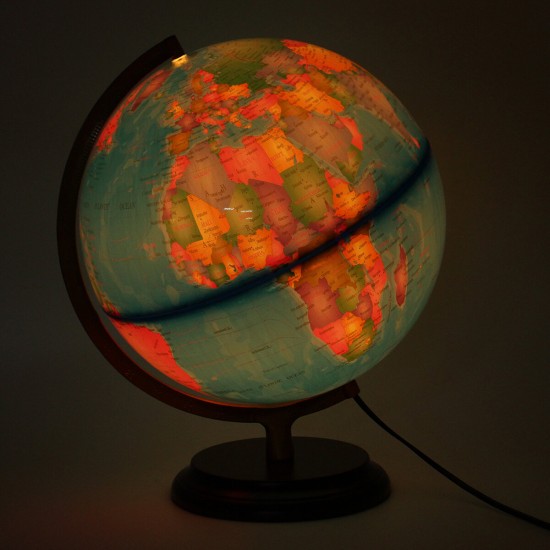 12.5inch World Earth Globe Map Geography LED Illuminated for Desktop Decoration Education Kids Gift