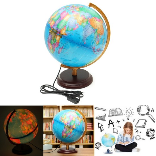 12.5inch World Earth Globe Map Geography LED Illuminated for Desktop Decoration Education Kids Gift