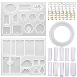 213Pcs DIY Epoxy Resin Casting Molds Kit Silicone Jewelry Pendant Craft Making Mould 213Pcs DIY Epoxy Resin Casting Molds Kit Silicone Jewelry Pendant Craft Making Mould