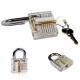 15Pcs Lock Picks Set Key Extractor Tool Unlocking Practice with Transparent Practice Padlock