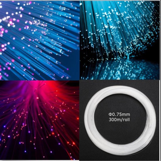 0.75mm 300m/Roll PMMA Plastic End Glow Fiber Optic Cable For Star Sky Ceiling LED Light