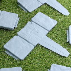 20Pcs Garden Fence Edging Cobbled Stone Effect Plastic Lawn Edging Plant Border Decorations 20Pcs Garden Fence Edging Cobbled Stone Effect Plastic Lawn Edging Plant Border Decorations