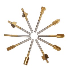 10Pcs 3mm Titanium Coated HSS Router Bit Set 3mm Shank Burr Rotary File Wood Milling Cutter Tool 10Pcs 3mm Titanium Coated HSS Router Bit Set 3mm Shank Burr Rotary File Wood Milling Cutter Tool