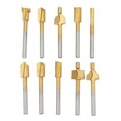 10Pcs HSS Woodworking Trimming Knife Titanium-Plated Sharpening Knife Micro Milling Cutter Wood Carving Cutter 10Pcs HSS Woodworking Trimming Knife Titanium-Plated Sharpening Knife Micro Milling Cutter Wood Carving Cutter