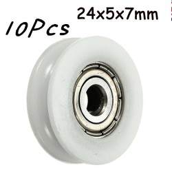 10pcs 5x24x7mm Ball Bearing U Groove Nylon Round Pulley Wheel Roller For 3.8mm Rope Ball Bearing 10pcs 5x24x7mm Ball Bearing U Groove Nylon Round Pulley Wheel Roller For 3.8mm Rope Ball Bearing