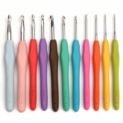11pcs Multicolor Soft Plastic Handle Aluminum Weave Crochet Hooks Knitting Needles 11pcs Multicolor Soft Plastic Handle Aluminum Weave Crochet Hooks Knitting Needles
