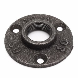 1/2 or 3/4 Inch Black Flange Iron Pipe Floor Fitting Plumbing Threaded Three Holes Flange 1/2 or 3/4 Inch Black Flange Iron Pipe Floor Fitting Plumbing Threaded Three Holes Flange