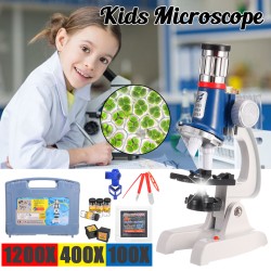 1200X 400X 100X Magnification Kids Microscope Children Science Educational Toy