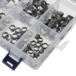 130 Pcs 1 Ear Hose Clamps, Stainless Steel, Assortment of Hose Clamps, Vehicle Galvanized 130 Pcs 1 Ear Hose Clamps, Stainless Steel, Assortment of Hose Clamps, Vehicle Galvanized