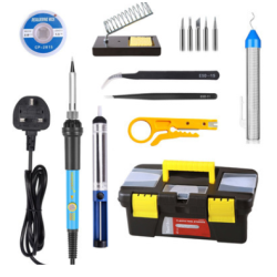 14pcs Soldering Iron Kit 60W Adjustable Temperature Welding Soldering Iron Tips Sucker Desoldering Wick Wire Tweezers Stand Cleaning Sponge 14pcs Soldering Iron Kit 60W Adjustable Temperature Welding Soldering Iron Tips Sucker Desoldering Wick Wire Tweezers Stand Cleaning Sponge