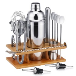 14Pcs Cocktail Shaker Set Mixer Martini Spirits Bar Spoon Jigger Strainer Stand 14Pcs Cocktail Shaker Set Mixer Martini Spirits Bar Spoon Jigger Strainer Stand