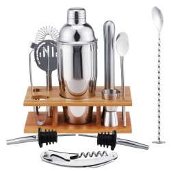 14Pcs Cocktail Shaker Set Mixer Martini Spirits Bar Spoon Jigger Strainer Stand 14Pcs Cocktail Shaker Set Mixer Martini Spirits Bar Spoon Jigger Strainer Stand