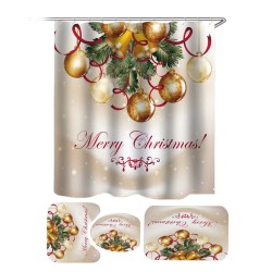 180x180cm Merry Christmas Waterproof Bath Shower Curtain Toilet Non-slip Cover Mat Rug Set 180x180cm Merry Christmas Waterproof Bath Shower Curtain Toilet Non-slip Cover Mat Rug Set