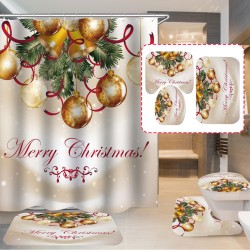 180x180cm Merry Christmas Waterproof Bath Shower Curtain Toilet Non-slip Cover Mat Rug Set 180x180cm Merry Christmas Waterproof Bath Shower Curtain Toilet Non-slip Cover Mat Rug Set