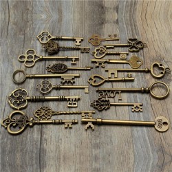 18Pcs Antique Vintage Old Look Skeleton Key Lot Pendant Heart Bow Lock Steampunk 18Pcs Antique Vintage Old Look Skeleton Key Lot Pendant Heart Bow Lock Steampunk