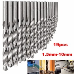 19pcs 1.5mm to 10mm HSS Twist Drill Bit Set 19pcs 1.5mm to 10mm HSS Twist Drill Bit Set