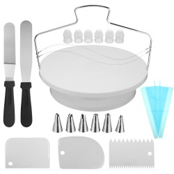 21pcs Cake Decorating Tool Kit Baking Fondant Supplies Turntable Bag Tip Spatula 21pcs Cake Decorating Tool Kit Baking Fondant Supplies Turntable Bag Tip Spatula