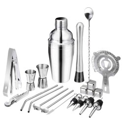22Pcs Cocktail Shakers Stainless Steel Barware Bar Bartender Tool 550/750ml 22Pcs Cocktail Shakers Stainless Steel Barware Bar Bartender Tool 550/750ml