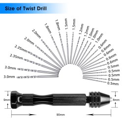 26 Pcs Precision Pin Vise Micro Mini Hand Twist Drill Bits Set for Metal Wood Jewelry Delicate DIY 26 Pcs Precision Pin Vise Micro Mini Hand Twist Drill Bits Set for Metal Wood Jewelry Delicate DIY