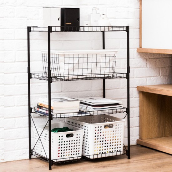 3/4 Kitchen Storage Rack Floor Multi-layer Storage Rack Household Steel Frame Basket Storage Rack Shelf