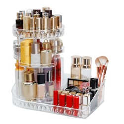 360 Degree Rotation Transparent Tabletop Acrylic Cosmetic Rotating Makeup Organizer Spinning Rack Large Capacity 360 Degree Rotation Transparent Tabletop Acrylic Cosmetic Rotating Makeup Organizer Spinning Rack Large Capacity