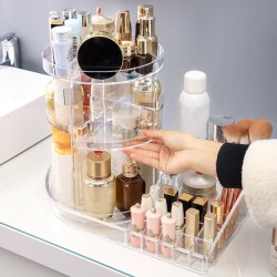 360 Degree Rotation Transparent Tabletop Acrylic Cosmetic Rotating Makeup Organizer Spinning Rack Large Capacity 360 Degree Rotation Transparent Tabletop Acrylic Cosmetic Rotating Makeup Organizer Spinning Rack Large Capacity