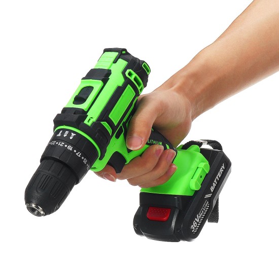 36V Electric Hand Drill Driver 25+3 Torque Setting Power Drilling DIY Work W/ 1 Or 2 Li-ion battery