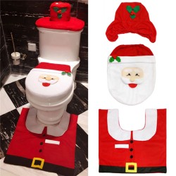 3pcs Christmas Xmas Decoration Santa Toilet Seat Cover + Rug Bathroom Mat Set Floor Mat 3pcs Christmas Xmas Decoration Santa Toilet Seat Cover + Rug Bathroom Mat Set Floor Mat