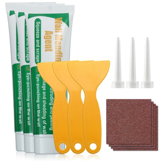 3pcs Wall Mending Agent Drywall Patch Repair Kit with Scraper Sandpaper