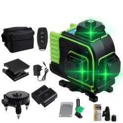 4D 16 Lines Green Light Laser Levels 360° Self Rotary Leveling Measure Tools with 2PCS Lithium Batteries