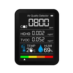 5 In 1 Portable CO2 Tester Air Quality Monitor Intelligent Temperature Humidity Sensor Tester Carbon Dioxide Monitor HCHO TVOC Formaldehyde Detection 5 In 1 Portable CO2 Tester Air Quality Monitor Intelligent Temperature Humidity Sensor Tester Carbon Dioxide Monitor HCHO TVOC Formaldehyde Detection