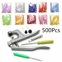 500 Sets Snap Press Plier Plastic Resin Stud Button Fastener Setter Tool Kit 500 Sets Snap Press Plier Plastic Resin Stud Button Fastener Setter Tool Kit