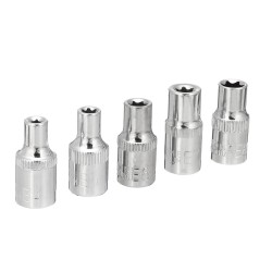 5PCS Socket Wrench Kit 1/4 Inch Drive Auto Repair Sleeve Set E4-E8 E-type Post Socket 5PCS Socket Wrench Kit 1/4 Inch Drive Auto Repair Sleeve Set E4-E8 E-type Post Socket