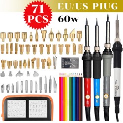 71Pcs Adjustable Temperature Electric Solder Iron Tool Kit Pyrography Wood Burning Carving Embossing Tool 71Pcs Adjustable Temperature Electric Solder Iron Tool Kit Pyrography Wood Burning Carving Embossing Tool