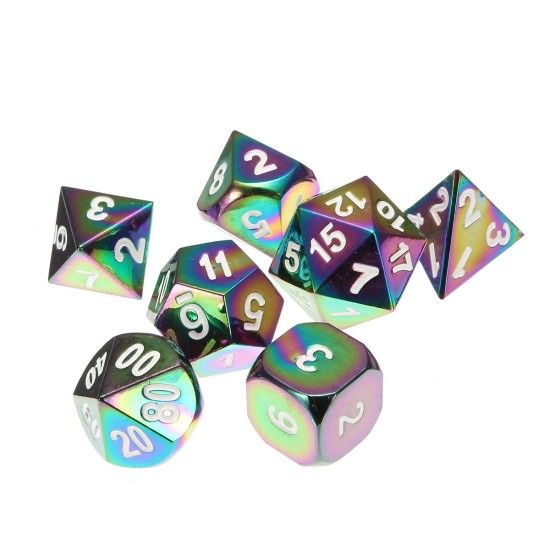 7Pcs Colorful kirsite Polyhedral Dice Set Board Game Multisided Dices Gadget