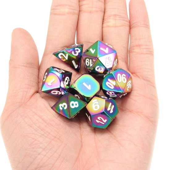7Pcs Colorful kirsite Polyhedral Dice Set Board Game Multisided Dices Gadget