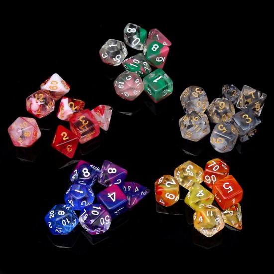 7Pcs Glitter Clear Polyhedral Dice Resin Dices Set Role Playing Board Party Table Game Gift