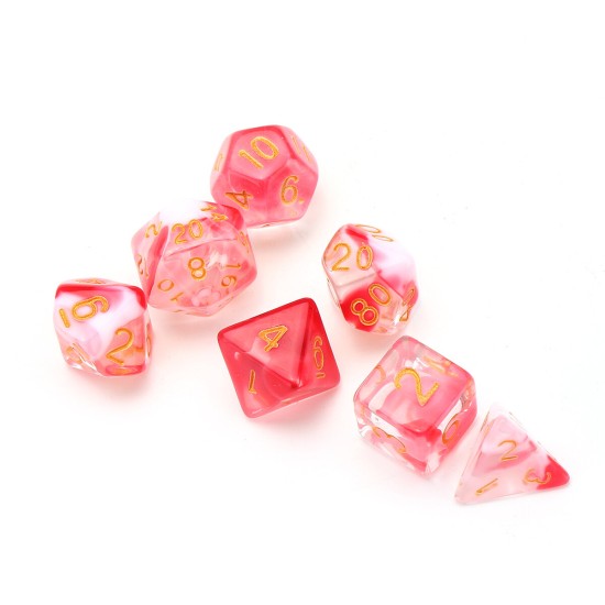 7Pcs Glitter Clear Polyhedral Dice Resin Dices Set Role Playing Board Party Table Game Gift