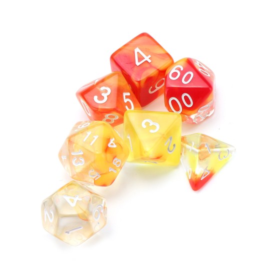 7Pcs Glitter Clear Polyhedral Dice Resin Dices Set Role Playing Board Party Table Game Gift