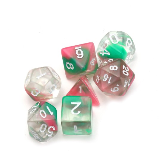 7Pcs Glitter Clear Polyhedral Dice Resin Dices Set Role Playing Board Party Table Game Gift