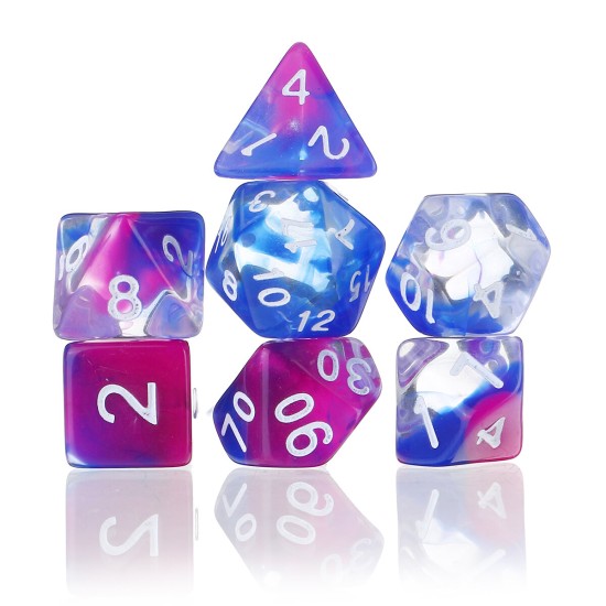 7Pcs Glitter Clear Polyhedral Dice Resin Dices Set Role Playing Board Party Table Game Gift