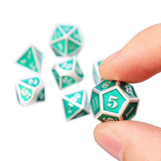 7Pcs Heavy Duty Metal Polyhedral Dices Set Multisided Dice Antique RPG Role Playing Game Dices