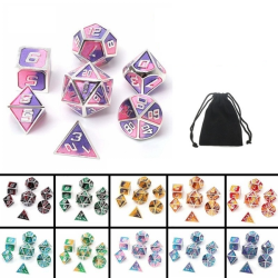 7Pcs Mixed Color Polyhedral Dice Metal RPG Dices Set with Velvet Bag Dungeons and Dragon Black Table Games kirsite Math Teaching 7Pcs Mixed Color Polyhedral Dice Metal RPG Dices Set with Velvet Bag Dungeons and Dragon Black Table Games kirsite Math Teaching