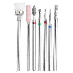7pcs Abrasive Drill Bits 3/32 Inch Rotate Burr Cuticle Clean Manicure Pedicure Tool 7pcs Abrasive Drill Bits 3/32 Inch Rotate Burr Cuticle Clean Manicure Pedicure Tool
