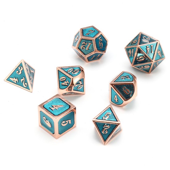 7pcs kirsite Multisided Dices Set Enamel Embossed Heavy Metal Polyhedral Dice With Bag