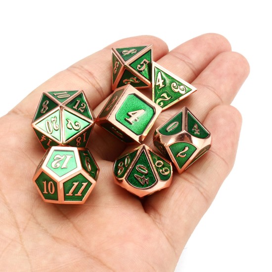 7pcs kirsite Multisided Dices Set Enamel Embossed Heavy Metal Polyhedral Dice With Bag