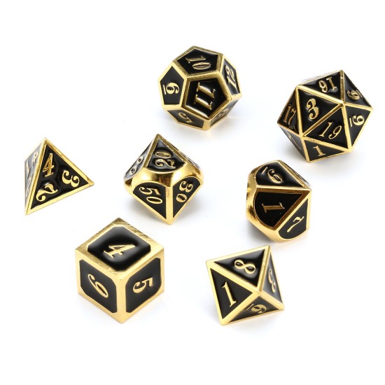 7pcs kirsite Multisided Dices Set Enamel Embossed Heavy Metal Polyhedral Dice With Bag