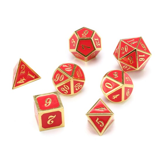 7pcs kirsite Multisided Dices Set Enamel Embossed Heavy Metal Polyhedral Dice With Bag