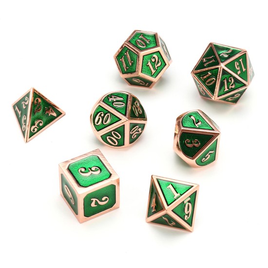 7pcs kirsite Multisided Dices Set Enamel Embossed Heavy Metal Polyhedral Dice With Bag