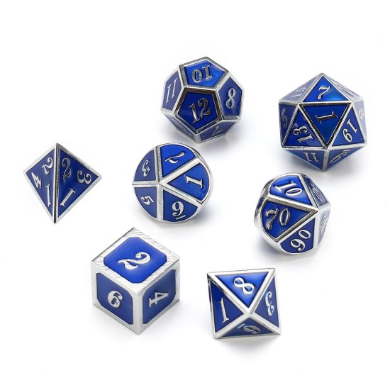 7pcs kirsite Multisided Dices Set Enamel Embossed Heavy Metal Polyhedral Dice With Bag